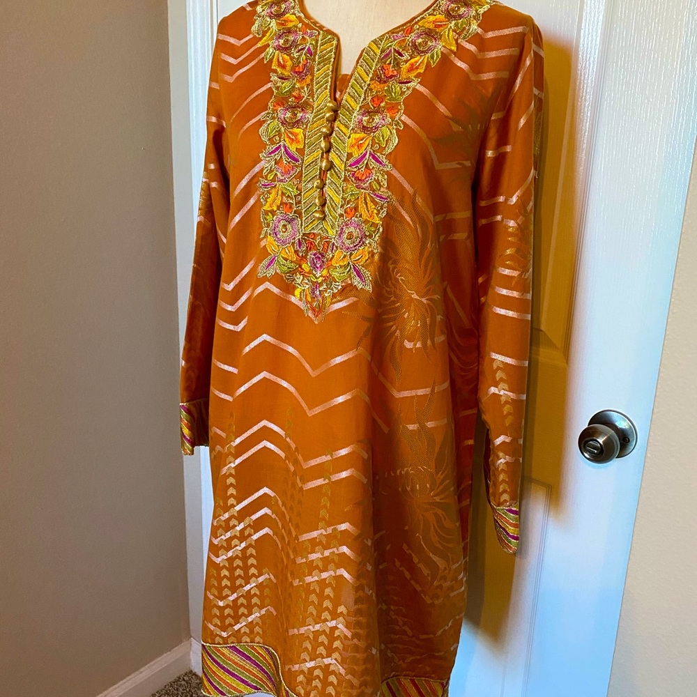 Pakistani Cross Stitch Embroidered Kurta M